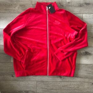 Mens Nike Velour Track Jacket XL Gym Red Velvet